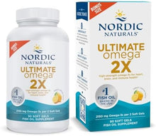 Cargar imagen en el visor de la galería, Cápsulas Nordic Naturals Ultimate Omega 2X, sabor a limón, 2,150 mg de omega-3, aceite de pescado de alta potencia, con EPA y DHA, promueve la salud cerebral y cardíaca, sin OMG