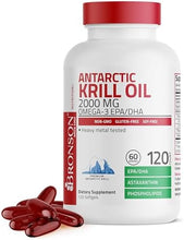 Cargar imagen en el visor de la galería, Aceite de Krill Antártico 2000 mg | Omega-3 + Astaxantina | 120 Cápsulas | Bronson