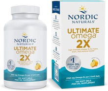 Cargar imagen en el visor de la galería, Cápsulas Nordic Naturals Ultimate Omega 2X, sabor a limón, 2,150 mg de omega-3, aceite de pescado de alta potencia, con EPA y DHA, promueve la salud cerebral y cardíaca, sin OMG