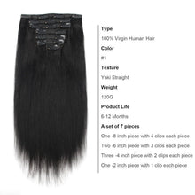 Cargar imagen en el visor de la galería, ABH AmazingBeauty Extensiones Yaki Lacio Remy | 7 Piezas 20" | Cabello Relajado | Cutícula Intacta | Mínima Caída