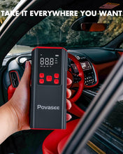 Cargar imagen en el visor de la galería, Inflador de Neumáticos Portátil Povasee 150PSI – Compresor de Aire con Pantalla LCD y Luz LED