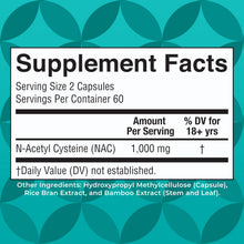 Cargar imagen en el visor de la galería, NAC N-Acetil Cisteína 1000 mg | 120 Cápsulas Veganas | 2 Meses | MaryRuth's