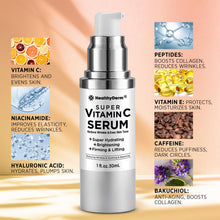 Cargar imagen en el visor de la galería, Suéro Súper Vitamina C 50+ | Niacinamida + Péptidos + Bakuchiol + Cafeína | Antiarrugas + Firmeza + Ilumina