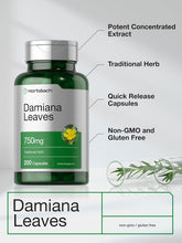 Cargar imagen en el visor de la galería, Damiana 750 mg | 200 Cápsulas | Hierba Natural | Horbäach