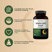 Cargar imagen en el visor de la galería, NatureBell Raíz de Valeriana 11 en 1 | 300 Cápsulas | Magnesio + Ashwagandha + 5-HTP + GABA | Sin Melatonina | Sueño y Relajación
