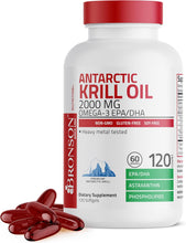 Cargar imagen en el visor de la galería, Aceite de Krill Antártico 2000 mg | Omega-3 + Astaxantina | 120 Cápsulas | Bronson