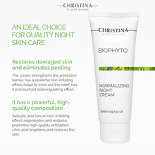 Cargar imagen en el visor de la galería, Christina Bio Phyto Crema de Noche Normalizante | Ác. Hialurónico + Vit E | 2.5 fl oz | Piel Grasa y Mixta