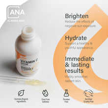 Cargar imagen en el visor de la galería, ANA Sérum Vitamina C 20% SAP + Ác. Hialurónico + MSM + Aloe Orgánico + Vitamina E | pH Equilibrado | 60ml