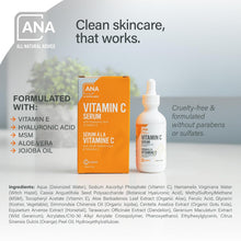 Cargar imagen en el visor de la galería, ANA Sérum Vitamina C 20% SAP + Ác. Hialurónico + MSM + Aloe Orgánico + Vitamina E | pH Equilibrado | 60ml