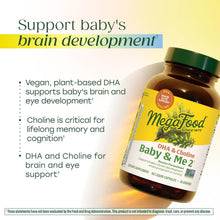 Cargar imagen en el visor de la galería, MegaFood Baby & Me 2 DHA Prenatal + Colina | 60 Cápsulas | Desarrollo Cerebral