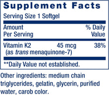 Cargar imagen en el visor de la galería, Life Extension Vitamina K2 45mcg (MK-7) | 90 Cáps Blandas | Salud Cardiovascular + Ósea | Sin Gluten | Sin OGM