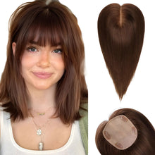 Cargar imagen en el visor de la galería, Starluck Topper Cabello Humano Remy | Flequillo | Miel | Base Seda