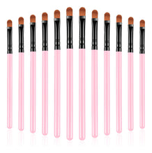 Cargar imagen en el visor de la galería, Pack 12 Brochas Correctoras Mini Rosa | Fibra Sintética | Multifunción | Portables | Labios Ojos Base Cejas