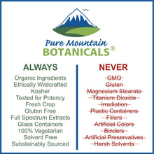 Cargar imagen en el visor de la galería, Pure Mountain Botanicals Maca Orgánica 90 Cápsulas Veganas | 1000 mg Cruda + Gelatinizada | Adaptógeno | Energía + Libido + Resistencia | Kosher Sin Gluten Sin OMG