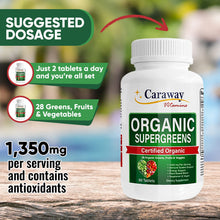 Cargar imagen en el visor de la galería, Caraway Vitamins Super Greens Orgánico | 60 Tabletas | Inmunidad y Energía