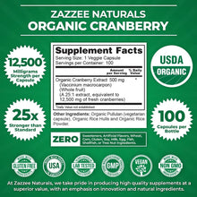 Cargar imagen en el visor de la galería, Zazzee Usda Organic Cranberry 25:1 Extracto 25:1 12500 Mg De