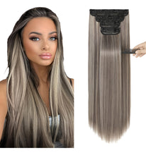 Cargar imagen en el visor de la galería, Reecho Extensiones Cabello Clip 28" | Pack 4 | Café Humo + Rubio Platino