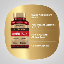 Cargar imagen en el visor de la galería, Piping Rock Antioxidantes Ultra Max 120 Cápsulas | Vitaminas A + C + E | Fórmula Super Avanzada | Sin OGM Sin Gluten | Hombres y Mujeres