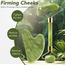 Cargar imagen en el visor de la galería, Huefull Juego De Rodillo De Jade Genuino Y Gua Sha Para Cara