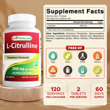 Cargar imagen en el visor de la galería, Best Naturals L-citrulina 2000 Mg/porción Sin Omg Sin Gluten