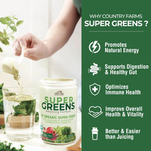 Cargar imagen en el visor de la galería, Country Farms Super Greens Sabor Natural 50 Súper Alimentos
