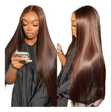 Cargar imagen en el visor de la galería, Hermosa Pelucas De Cabello Humano Con Encaje Frontal Marrón