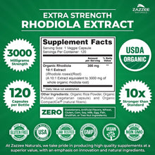 Cargar imagen en el visor de la galería, Zazzee Extracto Orgánico Usda 10:1 De Rhodiola 3000 Mg De