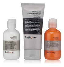 Cargar imagen en el visor de la galería, Anthony Face It & Go Kit | Set 3 Piezas | Limpiador Glicólico + Exfoliante + Hidratante | Skincare Masculino
