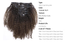 Cargar imagen en el visor de la galería, Ombre Remy Extensiones De Cabello Humano En Clip Afro Kinky