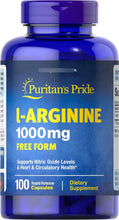 Cargar imagen en el visor de la galería, Puritans Pride L-arginina 1000 Mg Cápsulas 100 Unidades