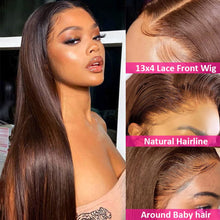 Cargar imagen en el visor de la galería, Hermosa Pelucas De Cabello Humano Con Encaje Frontal Marrón