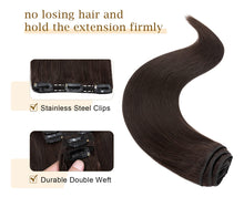 Cargar imagen en el visor de la galería, Extensiones Clip-In Doble Trama 100% Cabello Humano Remy | 8 Pcs 18 Clips | 10-22 Pulg | Grado AAAAA | Liso Sedoso