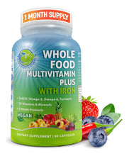 Cargar imagen en el visor de la galería, Whole Food Multivitamin Plus 90 Cápsulas Veganas | Vit A B C D K + Probióticos + CoQ10 + Cúrcuma | Hombres y Mujeres