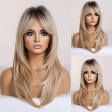 Cargar imagen en el visor de la galería, Alanhair Haircube Pelucas Largas Rubias Ombré Para Mujer