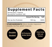 Cargar imagen en el visor de la galería, Naturebell Picolinato De Zinc De Alta Potencia 100 Mg 240
