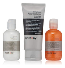 Cargar imagen en el visor de la galería, Anthony Face It & Go Kit | Set 3 Piezas | Limpiador Glicólico + Exfoliante + Hidratante | Skincare Masculino