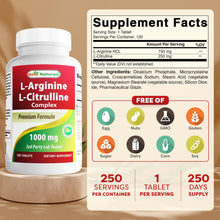 Cargar imagen en el visor de la galería, Best Naturals Tabletas Complejas L-arginina L-citrulina 250