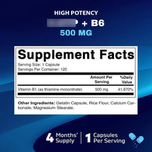 Cargar imagen en el visor de la galería, Vitamatic Vitamina B1 Tiamina 500mg | 120 Cápsulas | Energía y Sistema Nervioso