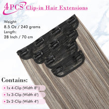 Cargar imagen en el visor de la galería, Reecho Extensiones Cabello Clip 28" | Pack 4 | Café Humo + Rubio Platino