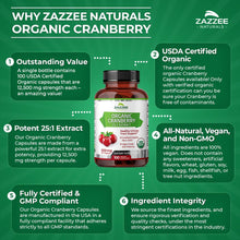 Cargar imagen en el visor de la galería, Zazzee Usda Organic Cranberry 25:1 Extracto 25:1 12500 Mg De
