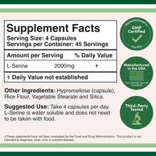Cargar imagen en el visor de la galería, L-Serina 2000 mg | 180 Cápsulas | Vegano | Sin OGM | Double Wood