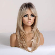 Cargar imagen en el visor de la galería, Alanhair Haircube Pelucas Largas Rubias Ombré Para Mujer