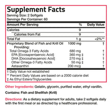 Cargar imagen en el visor de la galería, Bronson Omega-3 Fish + Krill Oil 1000mg | 120 Cápsulas | EPA + DHA + Astaxantina | Cerebro Articulaciones Ojos | Sin OGM