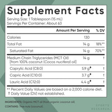Cargar imagen en el visor de la galería, Sports Research Aceite Prémium Mct De Coco Orgánico Sin