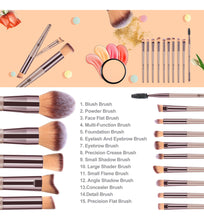 Cargar imagen en el visor de la galería, Heymkgo Brochas De Maquillaje 15 Unidades Color Dorado