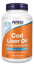Cargar imagen en el visor de la galería, NOW Foods Aceite de Hígado de Bacalao Extra Strength 1000mg | 180 Cápsulas Blandas | Vit A + D3 + EPA + DHA | Kosher Halal
