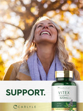 Cargar imagen en el visor de la galería, Vitex Chasteberry 820 mg | 150 Cápsulas | Salud Femenina | Sin Gluten | Carlyle