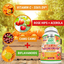 Cargar imagen en el visor de la galería, Vitamina C Natural 100% | Escaramujo + Acerola + Camu Camu | 500mg + Bioflavonoides + BioPerina | 120 Cápsulas