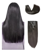 Cargar imagen en el visor de la galería, Luvme Hair Extensiones Cabello Humano Remy Clip | 22" | Negro Natural | 7-9 Piezas