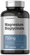 Cargar imagen en el visor de la galería, Horbaach Bisglicinato de magnesio | 120 Capsulas | 750 mg | Suplemento sin OGM y sin gluten

